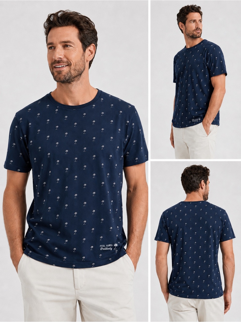 Denim & Flower by Ricky Singh Palm Tree Print Tee – Men’s Large